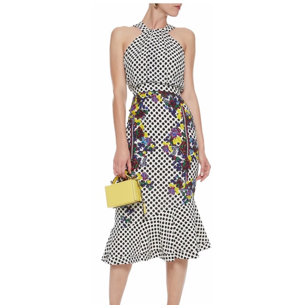 🌺 Saloni Polka Dot Halter Floral Dress